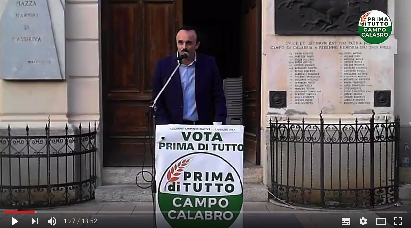 Giuseppe Barresi - Comizio elettorale Prima di tutto Campo Calabro